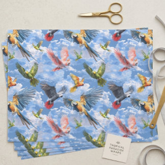Watercolor Parrots Macaw African Grey Parakeet Tissue Paper