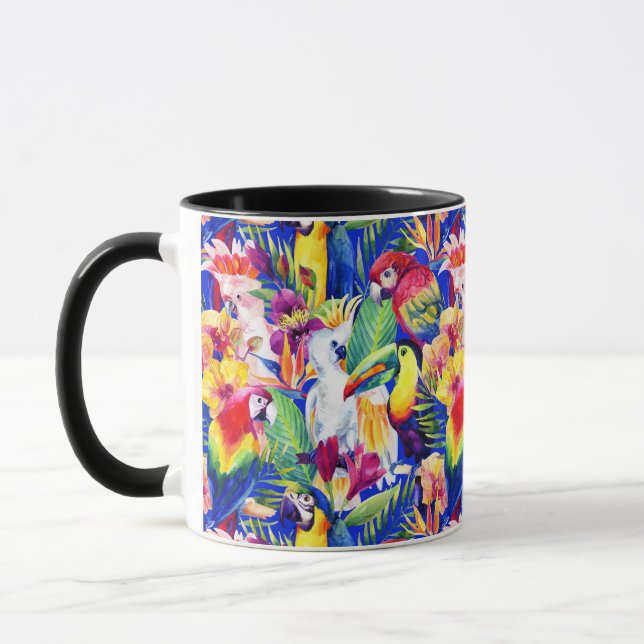 Watercolor Parrots Mug (Left)