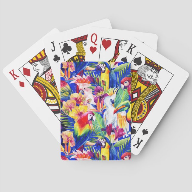 Watercolor Parrots Playing Cards (Back)