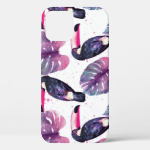 Watercolor Parrots: Tropical Ultra-Violet Chic. iPhone 12 Case
