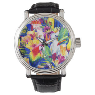 Watercolor Parrots Watch