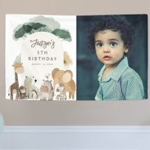 Watercolor Party Animals Photo Birthday Party