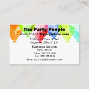 Watercolor Party Balloons Party Planner Business Card