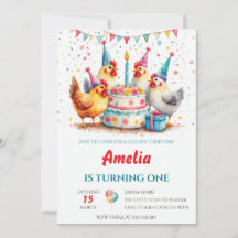 Watercolor Party Chickens Farmyard Birthday