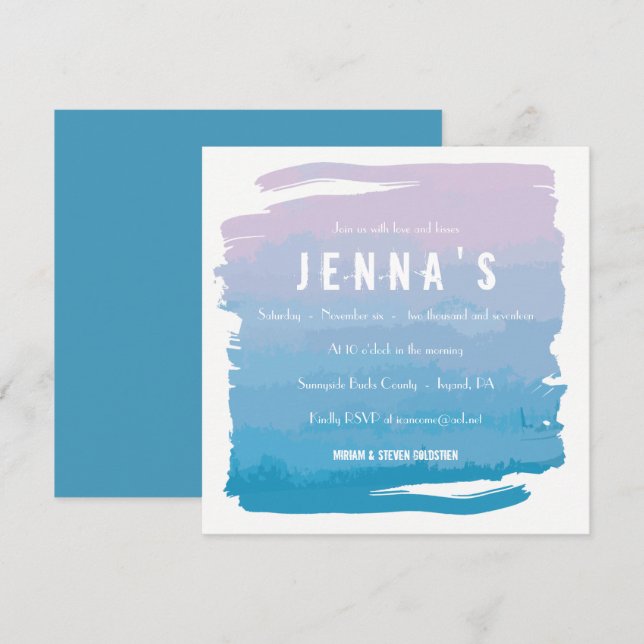 WATERCOLOR PASSION Bat Mitzvah Invitation (Front/Back)