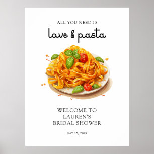 Watercolor Pasta Italian Bridal Shower Welcome Poster