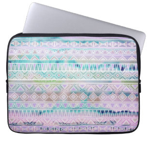 Watercolor Pastel Aztec Inspired Pattern Laptop Sleeve