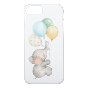 Watercolor Pastel Baby Elephant With Balloons iPhone 8/7 Case