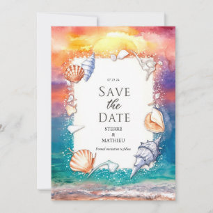 Watercolor Pastel Beach Wedding Save The Date