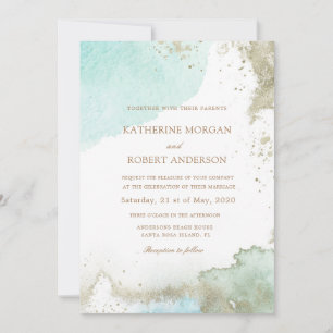 Watercolor Pastel Blue Budget Photo Wedding Invitation
