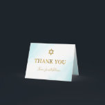Watercolor Pastel Blue Gold Bar Mitzvah Thank You Card<br><div class="desc">Watercolor Pastel Blue Gold Bar Mitzvah Thank You Card</div>