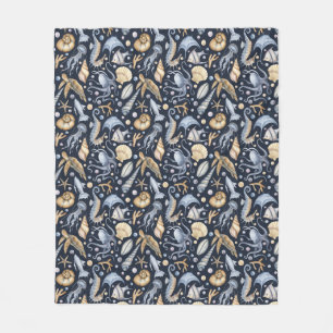 Watercolor pastel blue green colors sea maritime fleece blanket