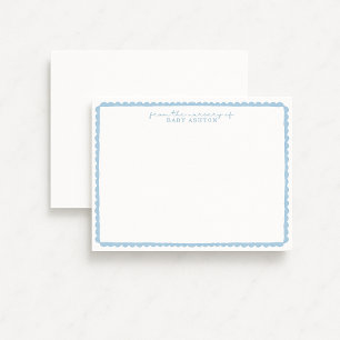 Watercolor pastel blue Scalloped Nursery Note Card