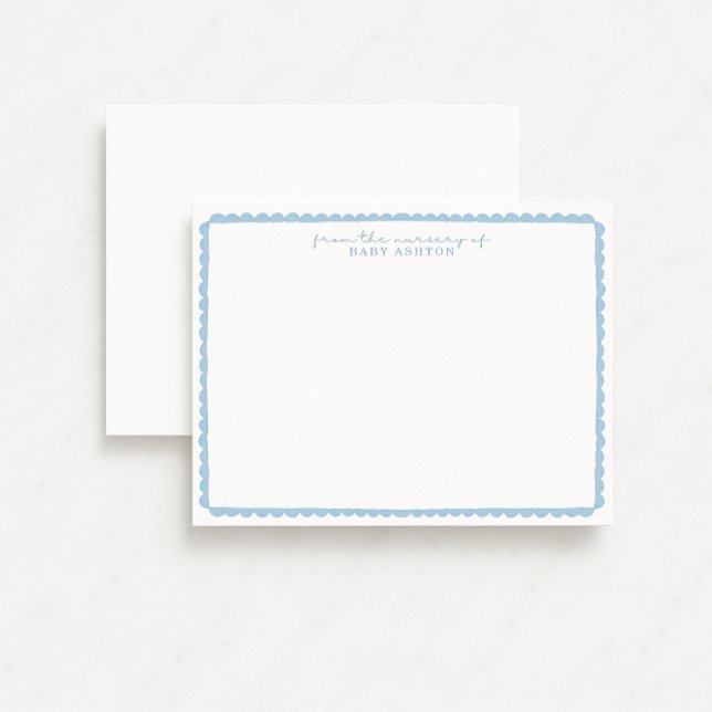 Watercolor pastel blue Scalloped Nursery Note Card (Creator Uploaded)