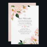 Watercolor Pastel Blush Pink Floral Bat Mitzvah Invitation<br><div class="desc">Simplistic and elegant blush pink floral bat mitzvah invitation.</div>