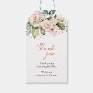 Watercolor pastel blush pink floral bridal shower gift tags