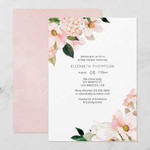 Watercolor Pastel Blush Pink Floral Bridal Shower Invitation