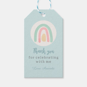 Watercolor pastel boho rainbow Birthday Thank  Gift Tags