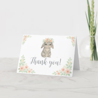 Watercolor, Pastel Bunny Thank you Card