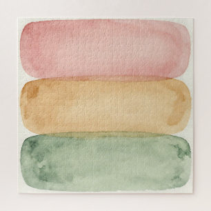 Watercolor Pastel Color Block Layers Jigsaw Puzzle