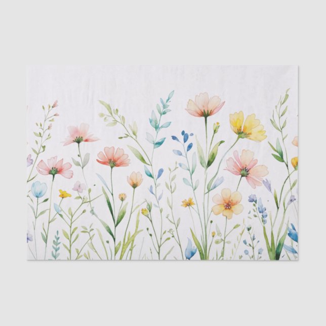 Watercolor Pastel Colour Wildflowers Nature  Tissue Paper (Front)