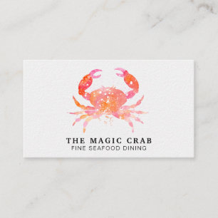 *~* Watercolor Pastel Crab Fine Dining by The Sea Business Card