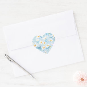 Watercolor Pastel Daisies Heart Sticker