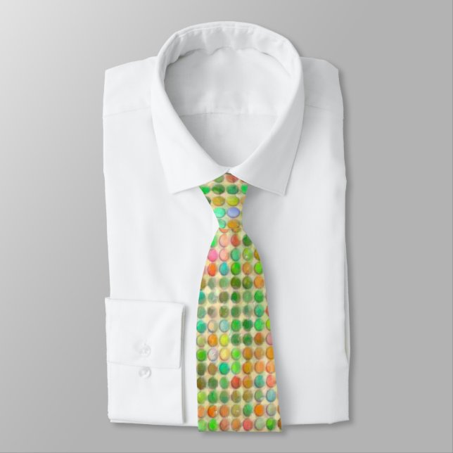 Watercolor Pastel Dots Tie (Tied)
