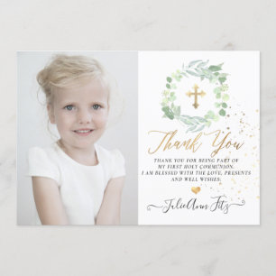 Watercolor Pastel Eucalyptus Communion Thank You Invitation