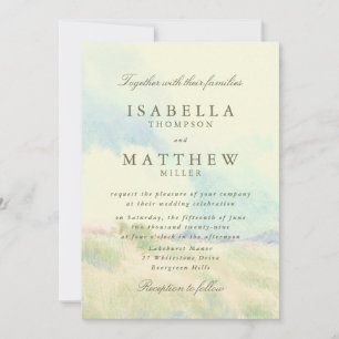 Watercolor Pastel Field Wedding Invitation