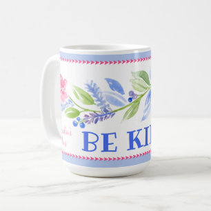 Watercolor Pastel Floral BE KIND Name Coffee Mug