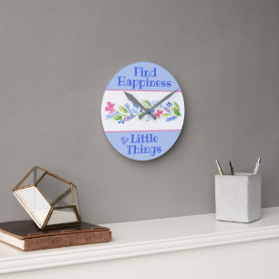 Watercolor Pastel Floral BE KIND Round Clock