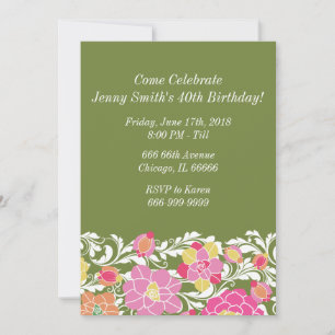 Watercolor Pastel Floral Birthday Invitation