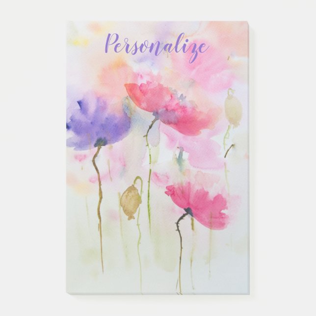 Watercolor Pastel Floral Post-it Notes (Front)