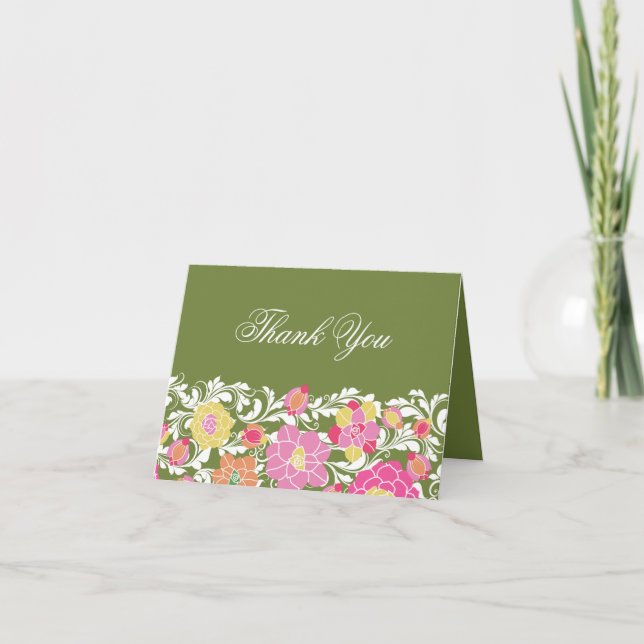 Watercolor Pastel Floral Thank You Card (Front)