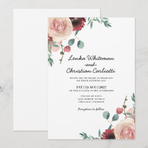 Watercolor Pastel Floral Wedding invitation