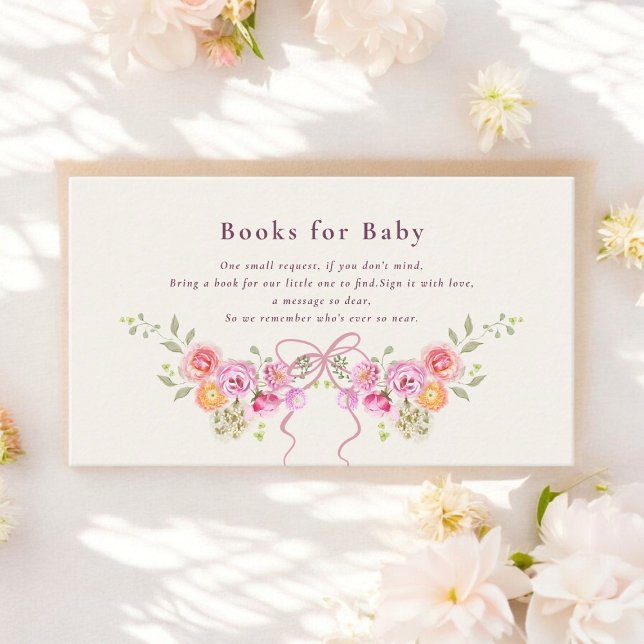 Watercolor pastel  Flower Baby Book Shower Request Enclosure Card (Creator Uploaded)