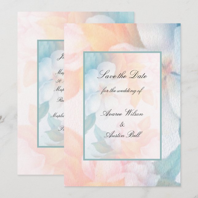 Watercolor Pastel Flowers Invitation (Front/Back)