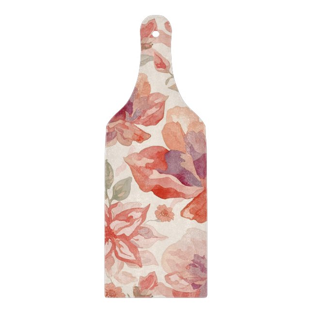 Watercolor Pastel Flowers Light Orange Cutting Board (Front)