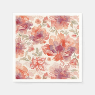 Watercolor Pastel Flowers Light Orange Napkin