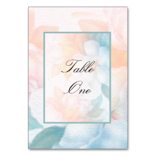 Watercolor Pastel Flowers Table Number