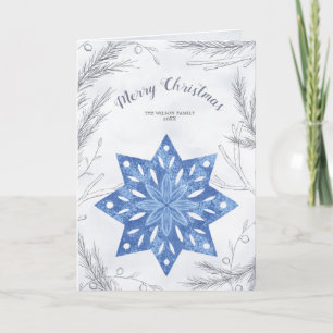 watercolor pastel folded holiday photo card