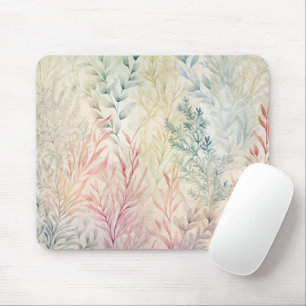 Watercolor Pastel Foliage Leaves Mouse Mat