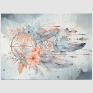 Watercolor pastel green peach blush dreamcatcher tissue paper