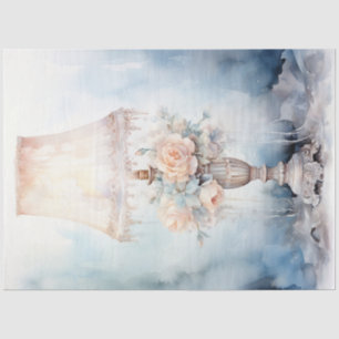 Watercolor pastel green peach retro lantern tissue paper