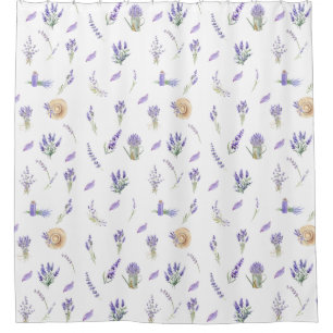 Watercolor Pastel Lavender Flowers Shower Curtain
