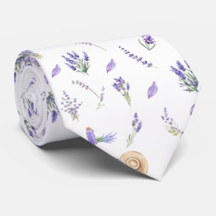 Watercolor Pastel Lavender Flowers Tie