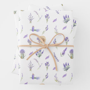 Watercolor Pastel Lavender Flowers Wrapping Paper Sheet