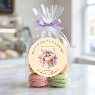 Watercolor Pastel Macaron Patisserie Bakery Classic Round Sticker