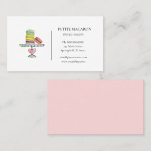Watercolor Pastel Macarons bakery business card